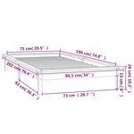 vidaXL Cadre de lit à LED sans matelas gris 75x190 cm bois massif