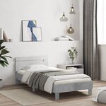 vidaXL Cadre de lit sans matelas avec tête de lit gris béton 100x200cm