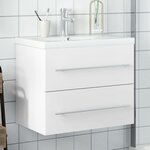 vidaXL Armoire lavabo de salle de bain avec bassin intégré blanc