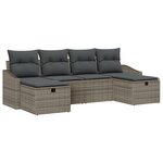 vidaXL Set de Canapé de Jardin 6 pièces avec Coussins Gris Poly Rattan