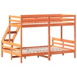 vidaXL Lit superposé 90x200/140x200 cm cire marron bois de pin massif