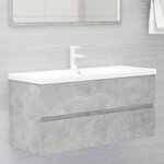 vidaXL Armoire d'évier avec lavabo intégré Gris béton Aggloméré