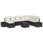 vidaXL Ensemble de canapé jardin 9 pièces avec coussins noirs poly rotin