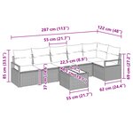 Set de canapé de jardin 7 pièces vidaXL avec coussins gris poly rotin