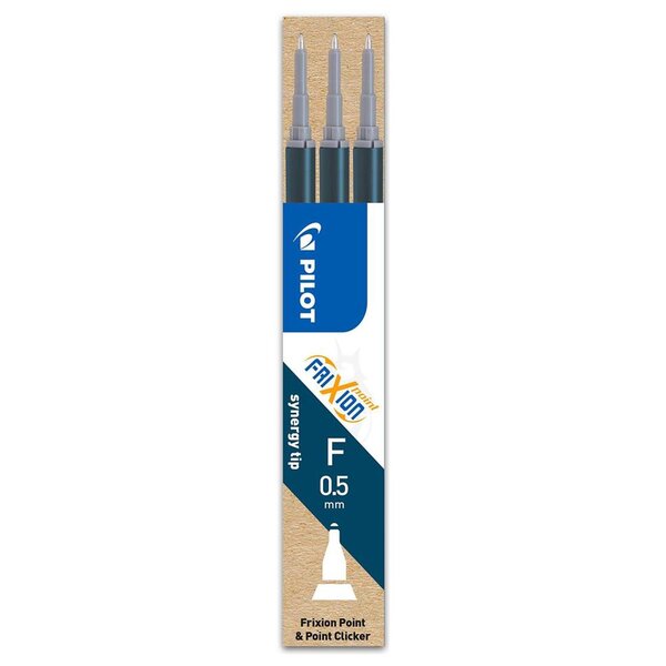 Recharge par 3 pour roller frixion point bls-frp5 pointe fine bleu noir x 12 pilot