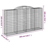 vidaXL Paniers à gabions arqués 5 Pièces 300x50x160/180 cm fer galvanisé