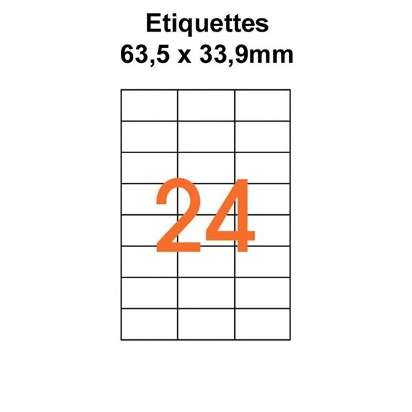 Étiquettes adhésives  pour timbres à imprimer 6,35 x 3,39 cm (480 étiquettes) - blanc - 20 feuilles -t3azur