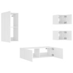 vidaXL Meuble TV muraux 4 Pièces avec lumières LED blanc