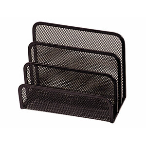 Trieur enveloppes q-connect métal mesh maille métallique 3 compartiments courrier 170x135x83mm coloris noir