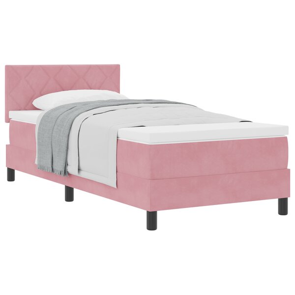 vidaXL Lit à ressort avec matelas Rose 90x200 cm Velours