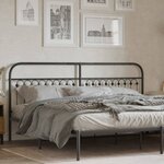 vidaXL Tête de lit métal noir 200 cm