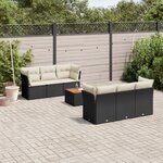 vidaXL Salon de jardin 7 Pièces avec coussins noir résine tressée