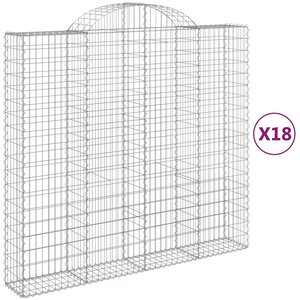 vidaXL Paniers à gabions arqués 18 Pièces 200x50x180/200 cm Fer galvanisé