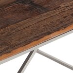 vidaXL Table basse argenté inox et bois de mélèze massif