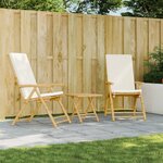 vidaXL Chaises de bistro pliantes lot de 2 et coussins blanc crème