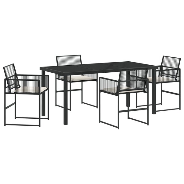 vidaXL Ensemble de salle à manger de jardin 5 pièces avec coussins en rattan noir