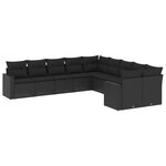 vidaXL Salon de jardin 10 Pièces avec coussins noir résine tressée