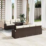 vidaXL Ensemble de canapés de jardin de 8 pièces avec coussins en poly rotin marron