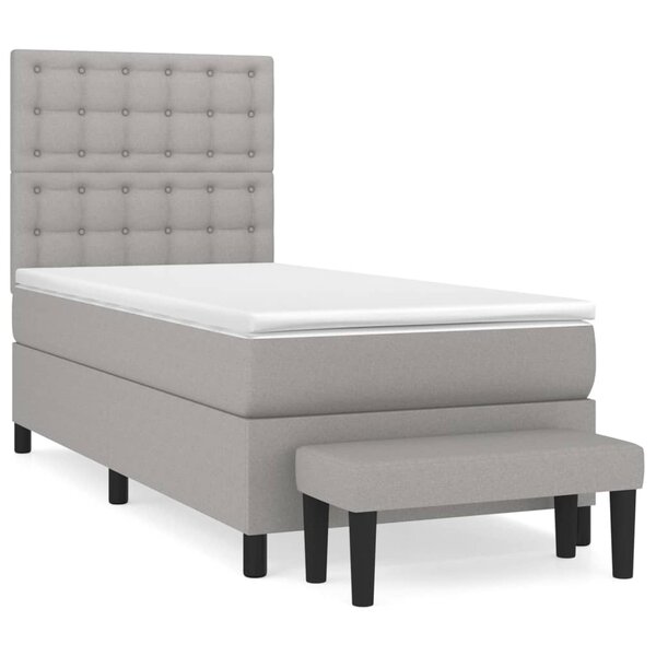 vidaXL Sommier à lattes de lit avec matelas Gris clair 80x200 cm Tissu