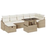 vidaXL Ensemble de canapé de jardin de 8 pièces avec coussins Beige Poly Rotin