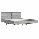 vidaXL Cadre de lit sonoma gris 135x190 cm bois d'ingénierie et métal