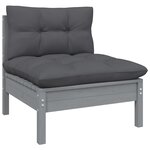 vidaXL Canapé 2 places de jardin avec coussins anthracite Bois de pin