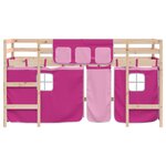vidaXL Lit mezzanine enfants avec rideaux sans matelas rose 90x190 cm
