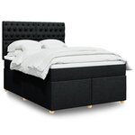 vidaXL Sommier à lattes de lit avec matelas Noir 140x200 cm Tissu