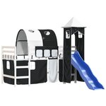 vidaXL Lit mezzanine enfants avec tour blanc/noir 80x200cm pin massif