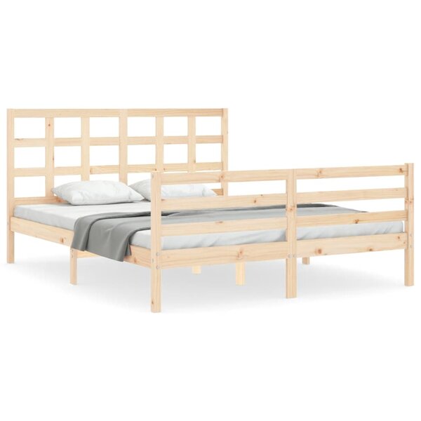 vidaXL Cadre de lit avec tête de lit 160x200 cm bois massif