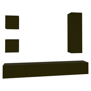 vidaXL Ensemble de meubles TV 5 Pièces Noir Bois d'ingénierie