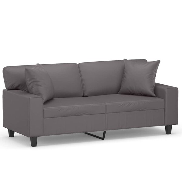 vidaXL Canapé 2 places avec oreillers décoratifs gris 140cm similicuir