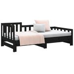 vidaXL Lit coulissant sans matelas noir bois de pin massif