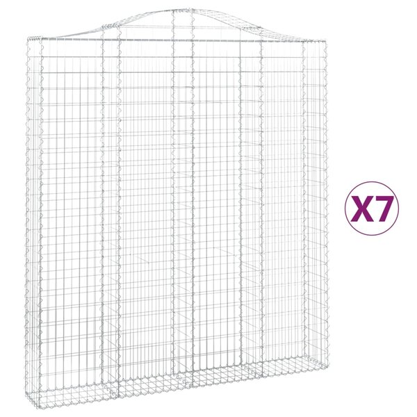 vidaXL Paniers à gabions arqués 7 Pièces 200x30x220/240 cm fer galvanisé