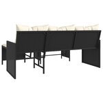 vidaXL Canapé de jardin avec table et coussins en forme de L noir