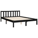 vidaXL Cadre de lit avec tête de lit noir 140x190 cm bois massif