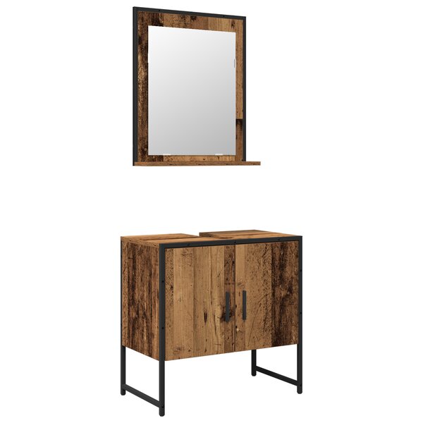 vidaXL Ensemble de meuble de salle de bain 2 pièces en bois ancien et en bois d'ingénierie