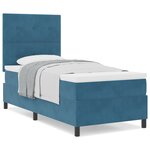 Lit box spring vidaXL avec matelas bleu foncé 100x200 cm velours