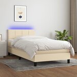 vidaXL Sommier à lattes de lit avec matelas LED Crème 90x200 cm Tissu