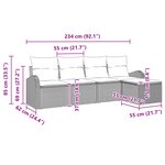 vidaXL Ensemble de 5 pièces de canapé de jardin avec coussins gris clair en poly rotin