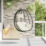 vidaXL Balançoire à œuf suspendue sans support Crème blanche Rattan poly