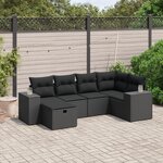 vidaXL Salon de jardin 6 Pièces avec coussins noir résine tressée