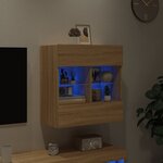 vidaXL Meuble TV mural avec lumières LED chêne sonoma 58 5x30x60 5 cm