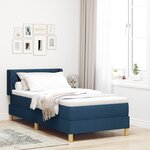 Lit Box Spring vidaXL avec Matelas Bleu 100x200 cm Tissu