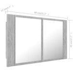 vidaXL Armoire de salle de bain à miroir LED Gris béton Acrylique