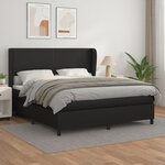 vidaXL Sommier à lattes de lit avec matelas Noir 180x200 cm Similicuir