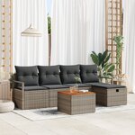 Ensemble de Canapés de Jardin de 6 pièces vidaXL avec Coussins Gris Rattan Poly