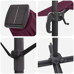 vidaXL Parasol déporté Roma de avec LEDs Bordeaux Rouge 286x285x270 cm Aluminium