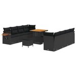 vidaXL Ensemble de sofa de jardin 11 pièces avec coussins en rattan noir