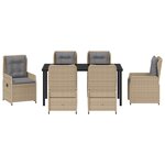 vidaXL Ensemble de salle à manger de jardin 7 pièces Beige Rattan Synthétique